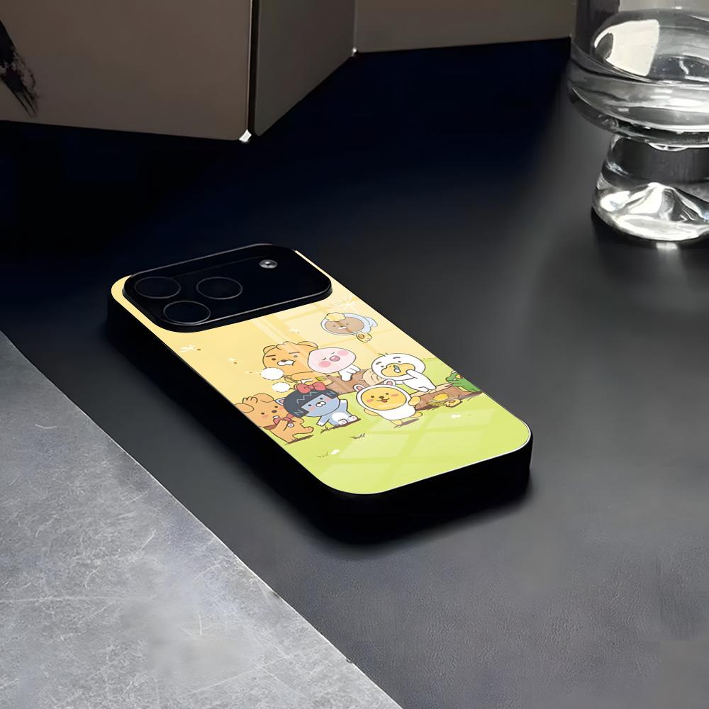 

Choonsik Kakao Kakaotalk Korean Phone Case Glass For IPhone17 Air 16 15 17 14 Pro Max 13 12 11 X XS XR Plus Lovely For Samsung S Samsung s24Plus