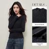 Women's Paisley Textured Lace Mock Neck Long Sleeve Top