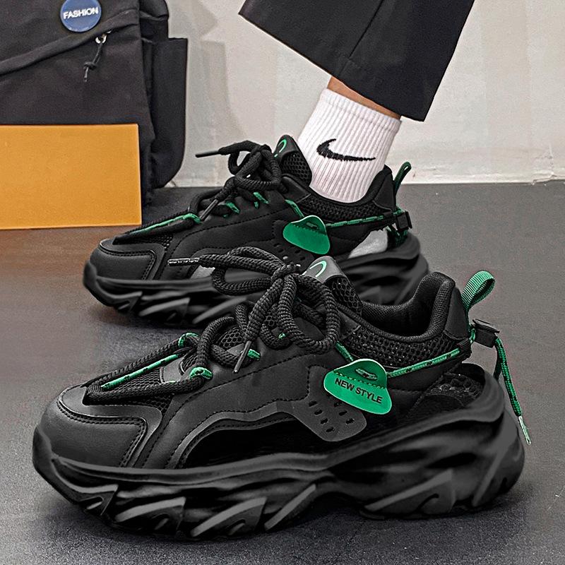 Men's shoes summer breathable casual running sports shoes platform heightening advanced sense versatile dad shoes