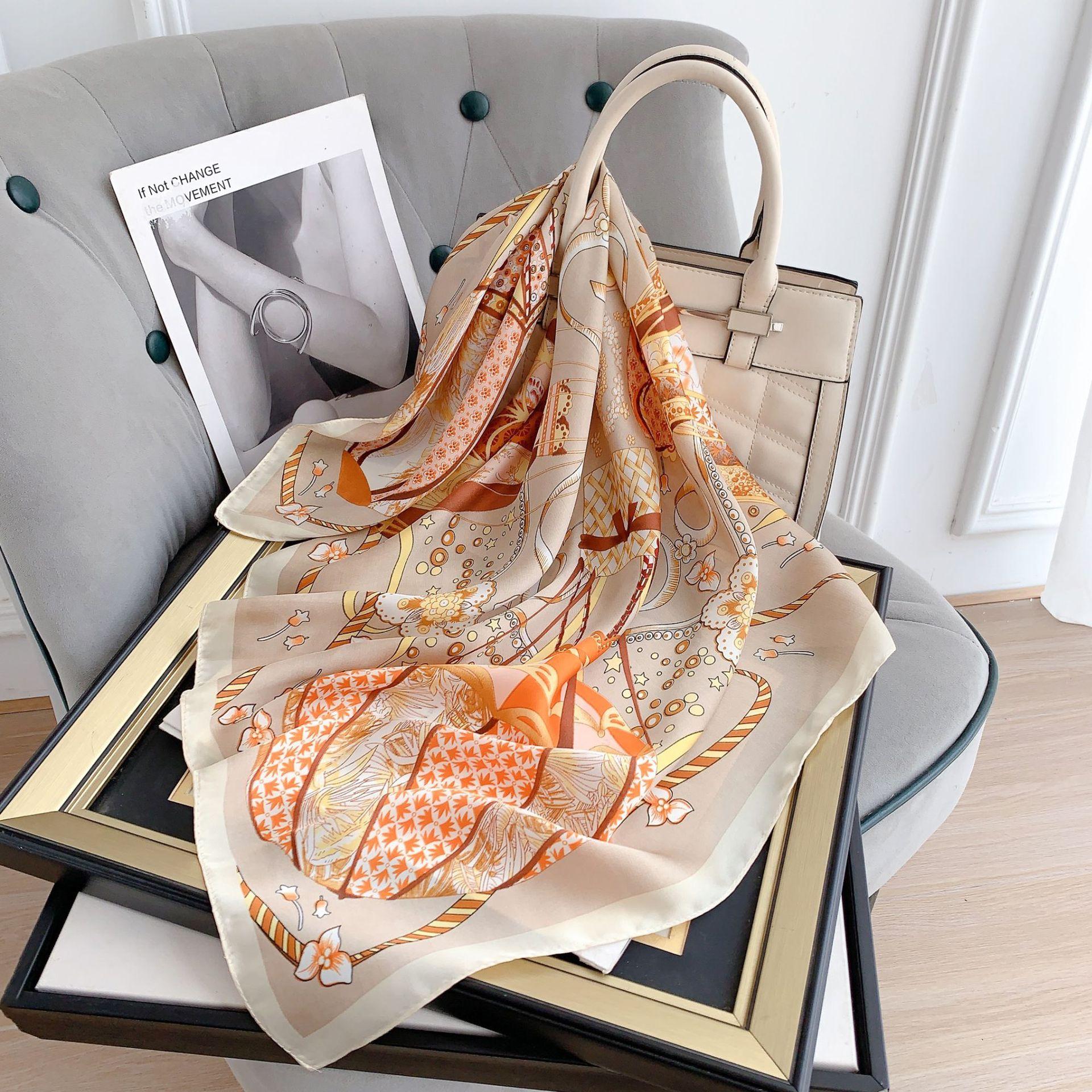 

2024 Новый 70 см шелковый шарф для украшения рубашки, небольшой квадратный шарф, модный и универсальный шарф для поездок на работу, шарф для защиты шеи 70*70