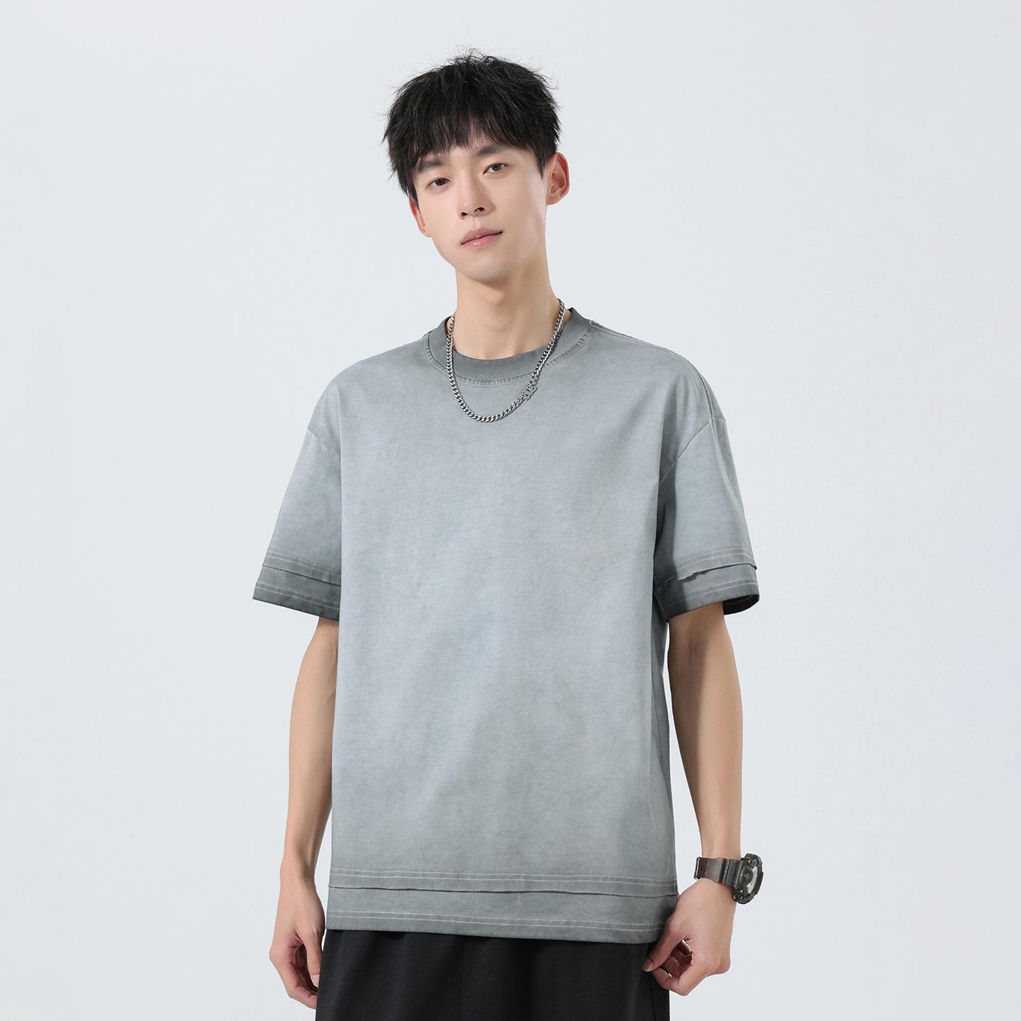 Men s Summer Retro Tie-Dye Patchwork Short-Sleeve T-Shirt 3XL