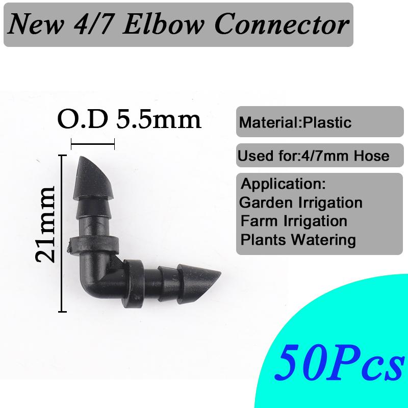 50Pcs Garden Irrigation Connectors 4/7mm 1/4'' Hose Barbed Single Double Tee Elbow Cross Joint Watering Kit Straight Accessories