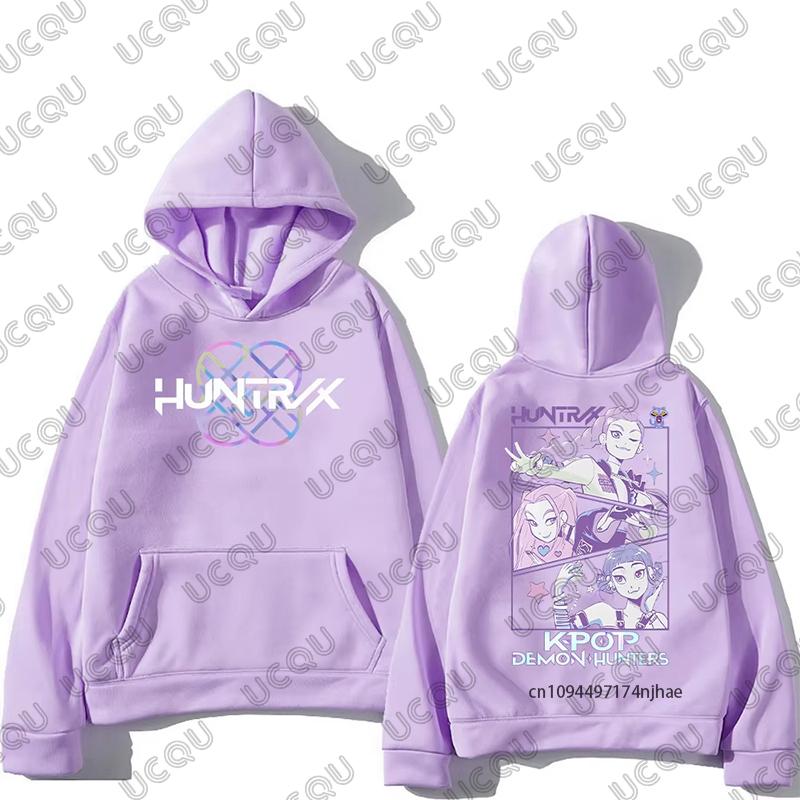 KPop Demon Hunters Anime Print Cotton Women Men Hoodies Autumn Winter Long Sleeve Sweatshirt Casual Fashion Oversized Tops
