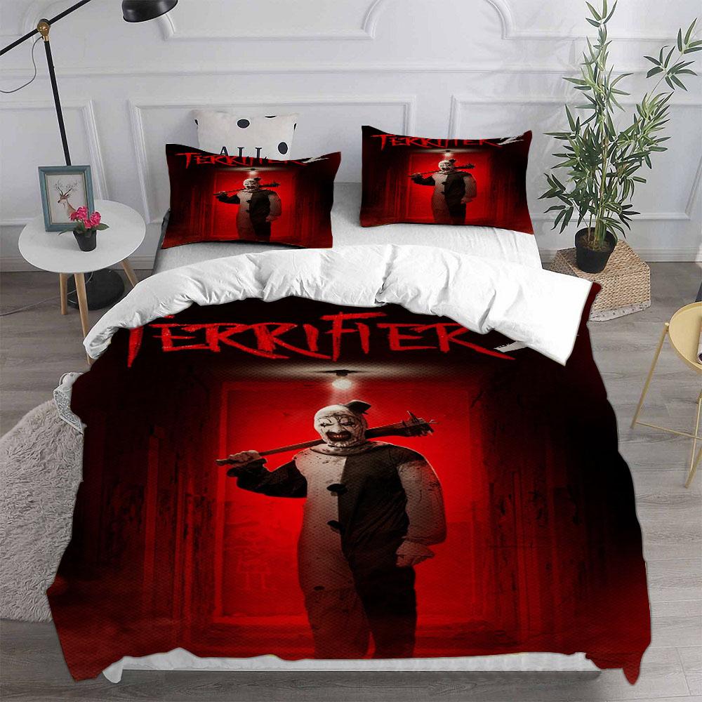Terrifier 2 (2022) Bedding Sets Bed Cover Comforter Duvet Cover Pillow Case 2-3 Pieces Sets Horror Christmas Decoration