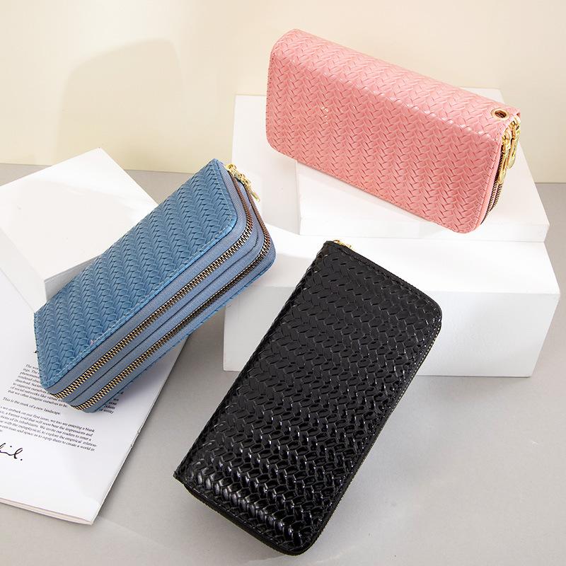 Double Zipper Women's Wallet Long Purse Large Capacity Clutch Leather Mobile Phone Bag Card Holder Money Clip
