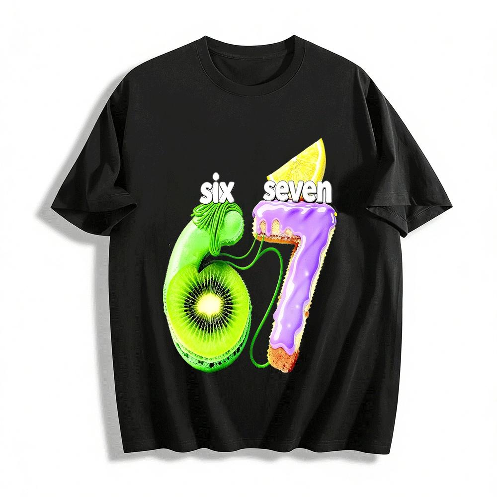 Fun Food Number 67 Print Casual Top For Men And Women Pure cotton T-shirt XXS