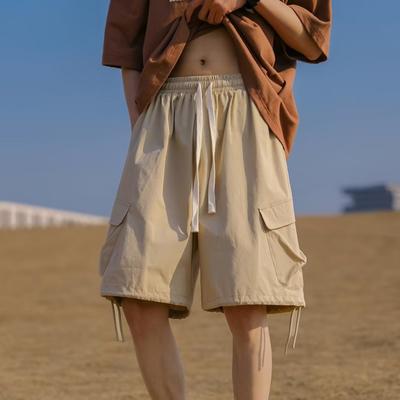 Men's Khaki Harajuku Pocket Shorts Cargo Pants Men Summer Boy Casual Knee - Length Shorts