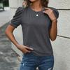 Summer Casual Puff Short Sleeve Women T-shirt O Neck Simple Office Ladies Fashion Elegant Women's Top Solid Color Basic Simple Shirt