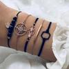 6-Piece Women's Quartz Watch Set: Diamond-Set Dial, Leather Strap, Beaded Bracelets