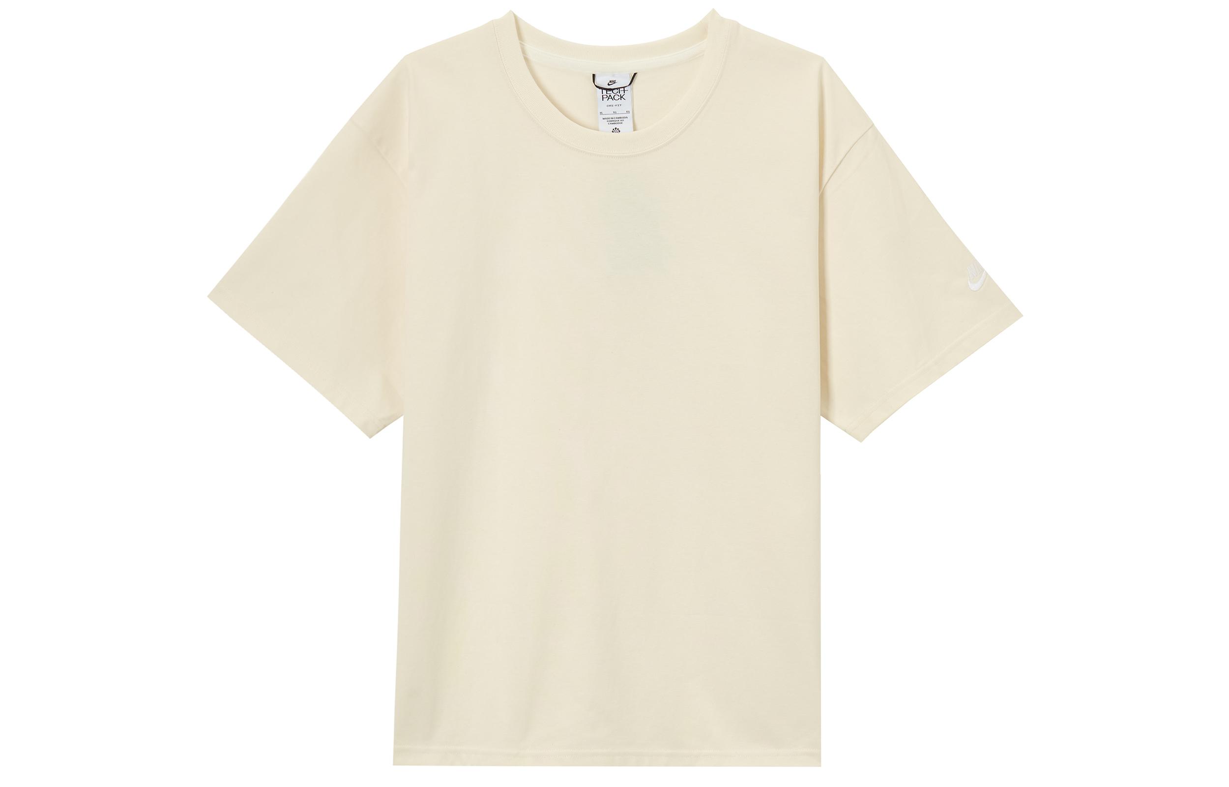 Nike T Shirts Men s Ecru Crew Neck Moderate Straight Fit FB4396-901 XXL
