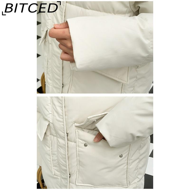 BITCED Women's Mid-Length Winter Waist-Defining Thickened Cotton Coat, Padded Jacket