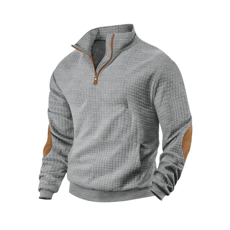 Men's Waffle Sweatshirt Long Sleeve Pullover Quarter Zipper Up Stand Collar Fall Casual Sweat Shirts Turtleneck Pullover Henley Mock Neck Tops for Men