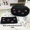Sweet Butterfly Bow Embroidered Canvas Organizer For Stationery And Cosmetics