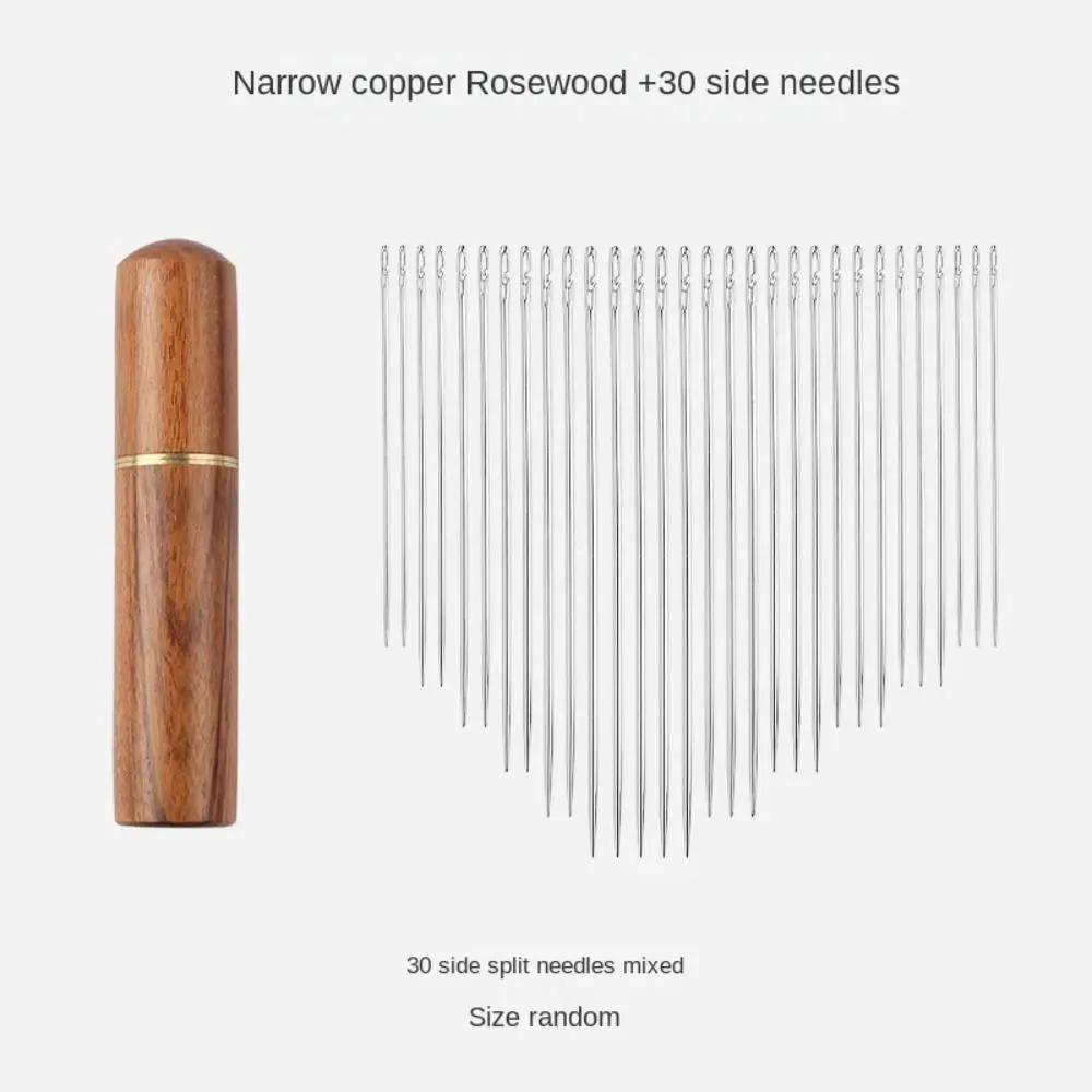 

30 Pcs Hand Sewing Big Eye Needles Sharp Needle with Solid Wood Needle Case Default