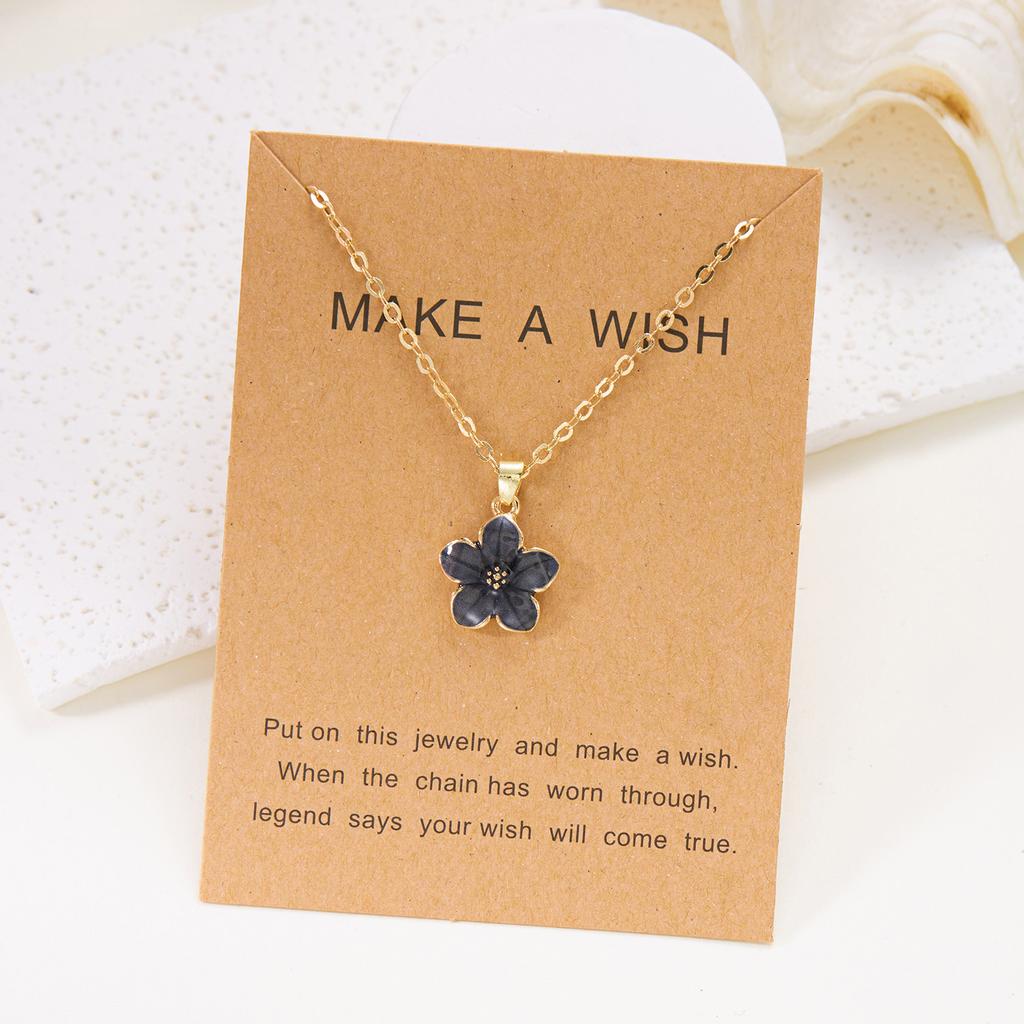 Cute Flower Pendant Necklace for Women Romantic Cherry Blossom Gold Metal Chain Choker Party Wedding Neck Jewelry