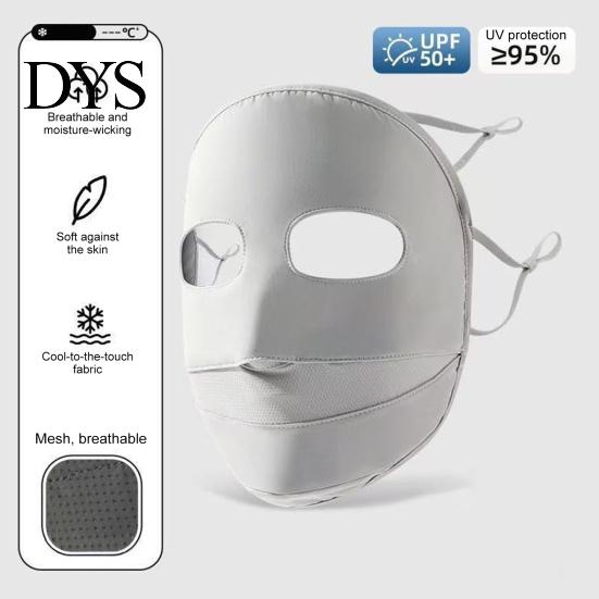 Cooling Fabric Face Guard Soft Ice Silk Guard, Full Protection Shield, Breathable Holes Washable UV Facekini with Elastic Ear Loop for Outdoor