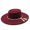 Men Women Wool Felt Round Crown Wide Brim Sun Protection For Travel Outdoor
