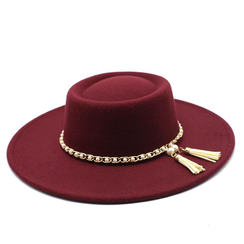 Men Women Wool Felt Round Crown Wide Brim Sun Protection For Travel Outdoor