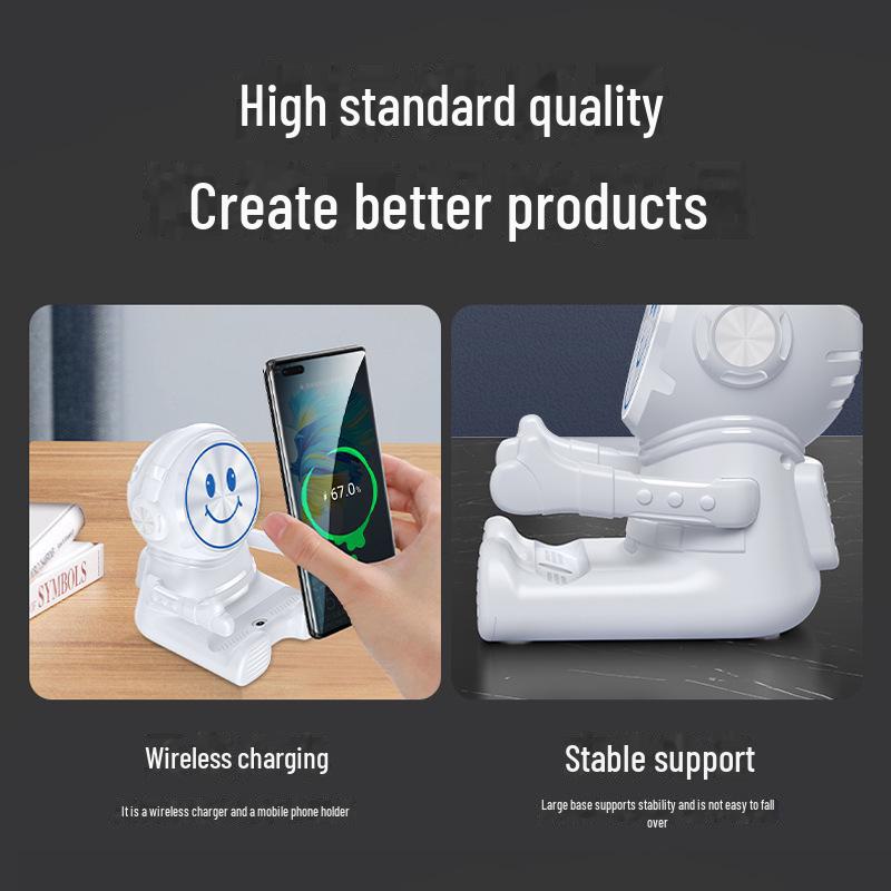 Astronaut Wireless Charger & Phone Stand with Speaker, 15W