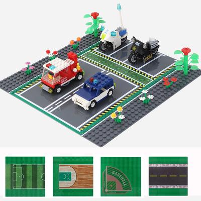Bloques de construcción City Street View Road, placa base, 32x32 puntos, Juguetes DIY, estacionamiento, cancha de baloncesto y fútbol, ​​Mini ladrillos