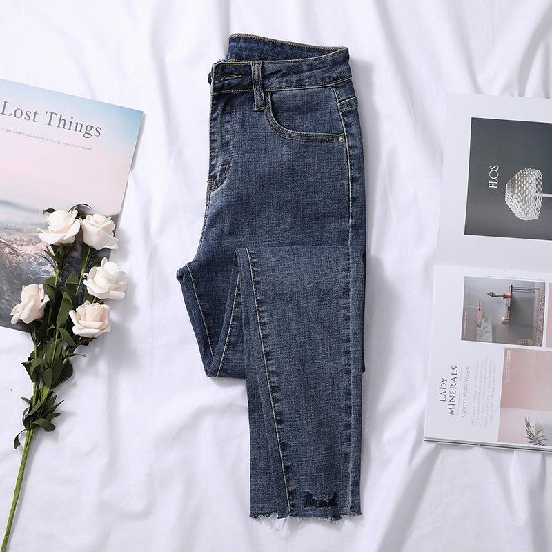 Women's High Waist Light Wash Cropped Skinny Jeans – Spring/Autumn 2025 Trendy Slimming Eight-Point Pants
