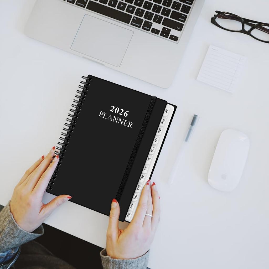 2026 Planner - Weekly & Monthly Planner from January 2026 - December 2026, Planner 2026 with Flexible Cover, Tabs, Inner Pocket, 6.4" x 8.5", Black
