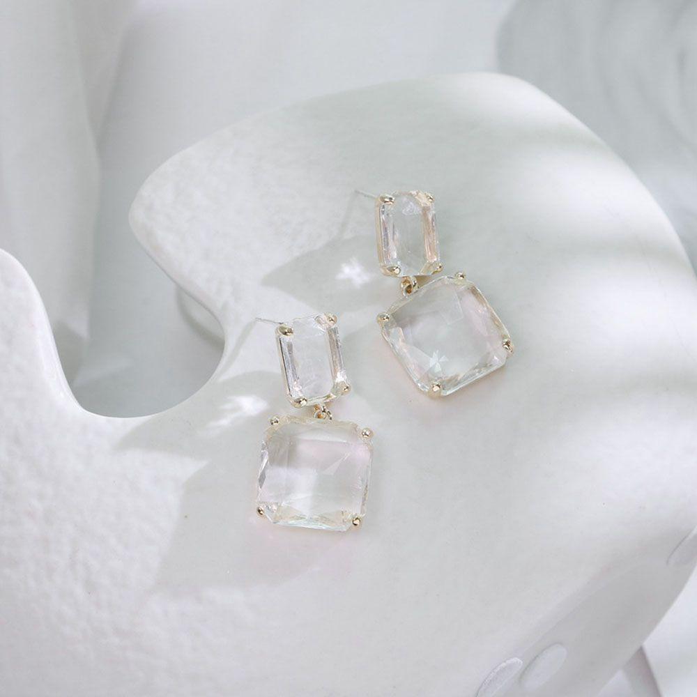 Design Dangle Geometric Gift Transparent Glass Fashion Accessories Ear Studs Jewelry Drop Earrings