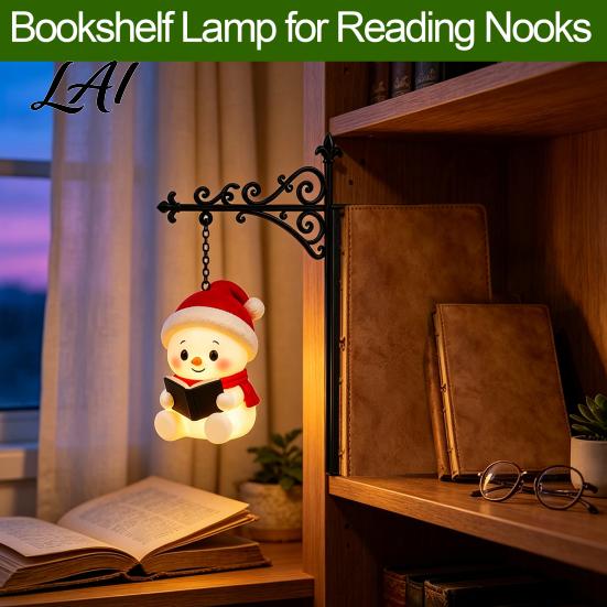 Reading Nook Ambience Light Christmas Vintage Bookshelf Lantern Lamp Light-up Santa Claus Snowman Reindeer Lamp Decor Hanging Book Divider Label for