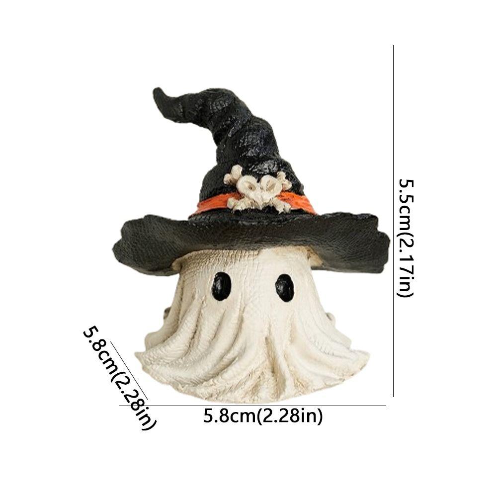 White Halloween Ghost Figurine Cute Halloween Ornaments Hat Ghost Statue  Halloween Festive Party