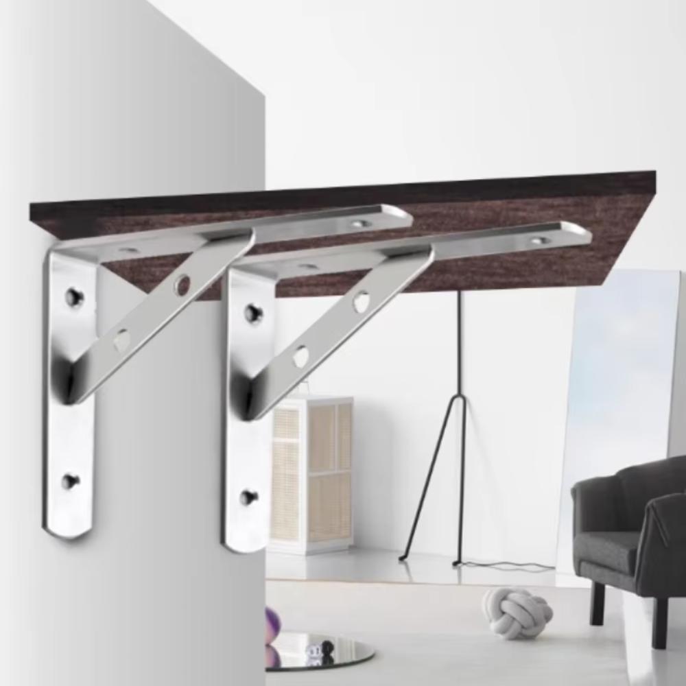 3mm 90° Stainless Steel Corner Bracket - Heavy Duty Wall Support for Shelves Partitions Triangular Layer Board Bracket organizer