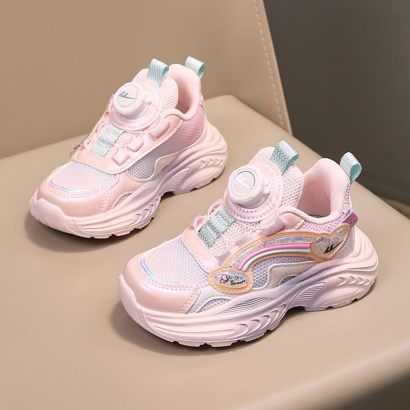 Warrior Stylish Versatile Convenient Slip-On Sports Leisure Low-Top Kids Running Shoes Unisex sneaker Pink Purple WZ-B489N01
