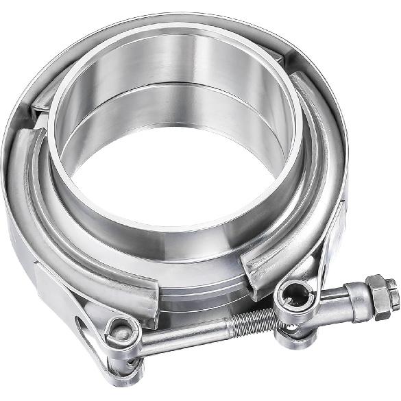 1.75 Inch V Band Clamp With Flange Male Female, 304 Stainless Steel V-Band Flange Kit For Turbo, Downpipes, Exhaust Systems