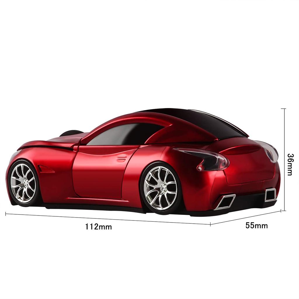 Fmlyhom Wireless USB Car Mouse, Stylish and Cool Design, Compact and Lightweight, 2.4Ghz Optical, 3-Button, Ambidextrous, with USB Receiver, for Kids