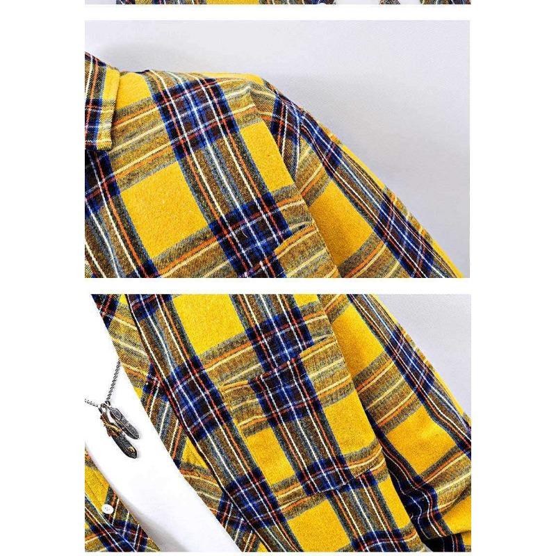 Men Loose Plaid Print Casual Long Sleeve Shirt Outerwear