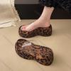 Fashion Comemore Leopard Wedges Sandals PVC Women Slippers Shoes Summer High Heels Flip Flops New Transparent Casual Platform Slides
