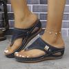 2025 Summer Plus Size Round Toe Thick Sole Hollow Out Thong Sandals for Women