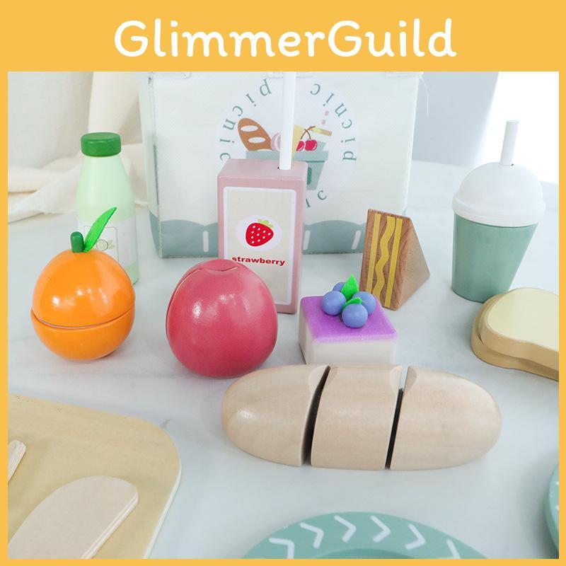 Childrens Wooden Fruit And Vegetable Cutting Play Set For Imaginative Kitchen Fun