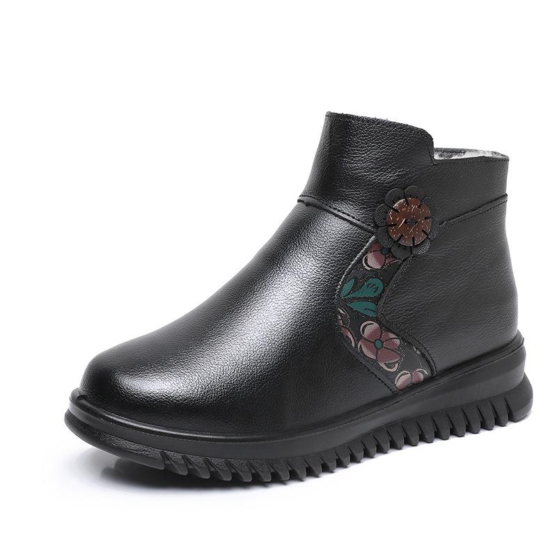 Women Winter Boots Ladies Non Slip Plush Fur Keep Warm Ankle Boots Women Boots Flat-Bottom Comfortable Casual Cotton Shoes