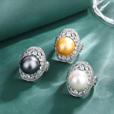Temperament Simple Fritillary Pearl Ring Australian White Pearl Luxury Dinner Women'S Pearl Ring