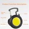 Cob keychain work light, keychain flashlight with 4 lighting modes, keychain light with cap clip bottle opener, emergency light