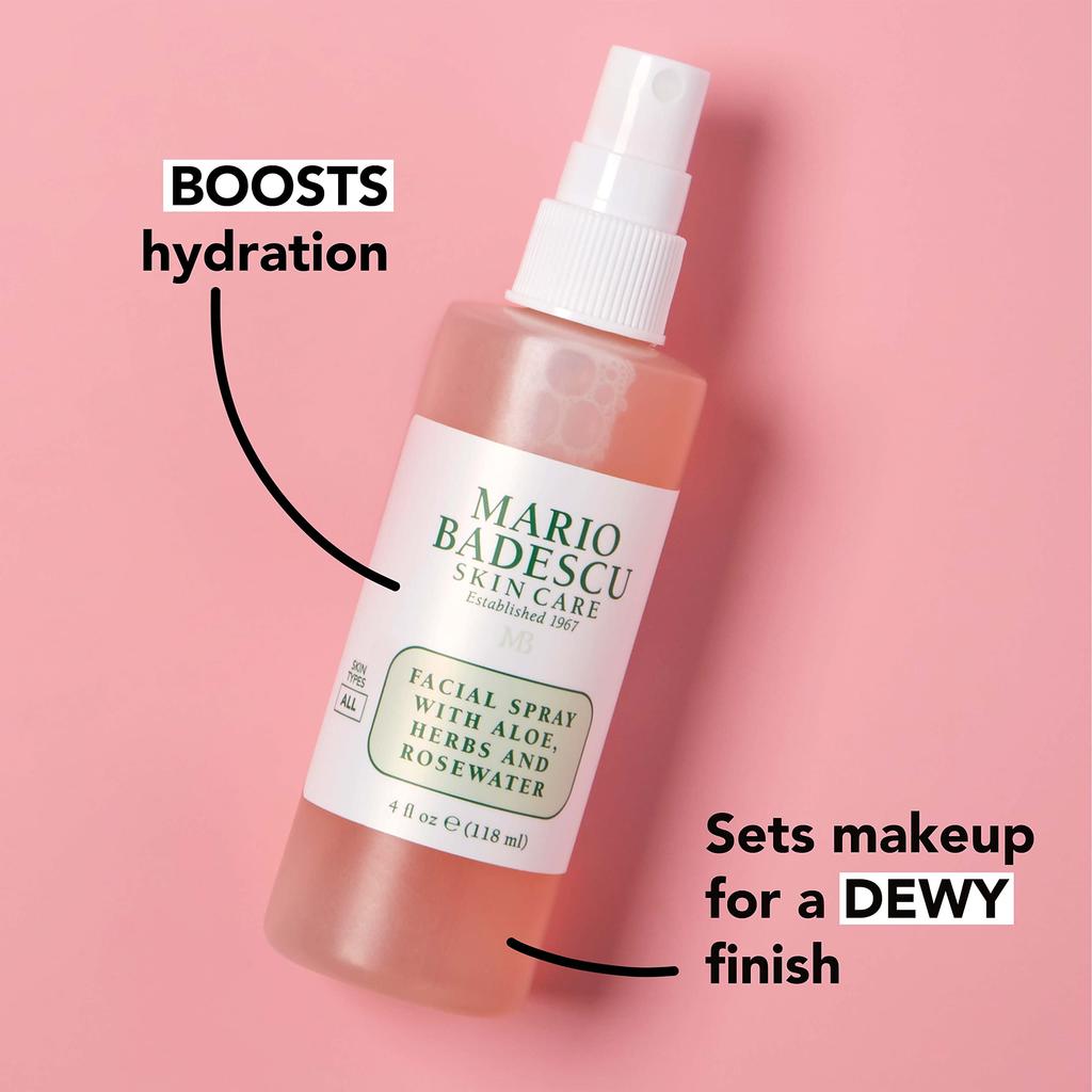 Spray Facial Mario Badescu cu Aloe, Plante și Apă de Trandafiri - Pentru Toate Tipurile de Piele 236ml/8oz (Import paralel)