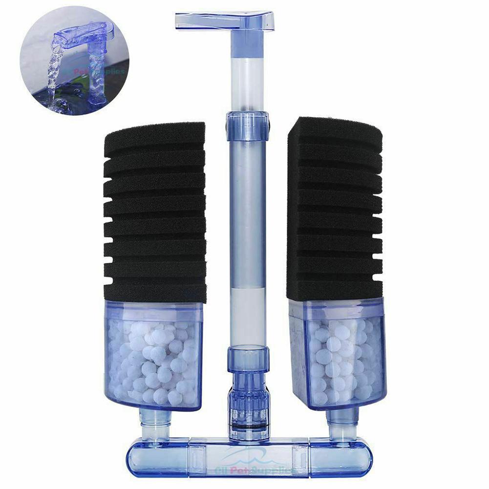 Double Head Bio Sponge Filter with Ceramic Media Ball for Fry Shrimp Aquarium Fish Tank