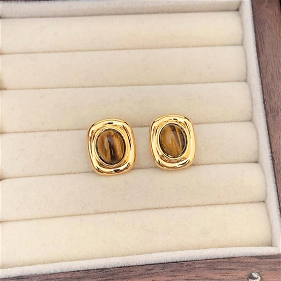 Maillard Brown Square Geometry Stud Earrings For Women New Trend Jewelry Simple Wedding Christmas Girl Gift Jewelry