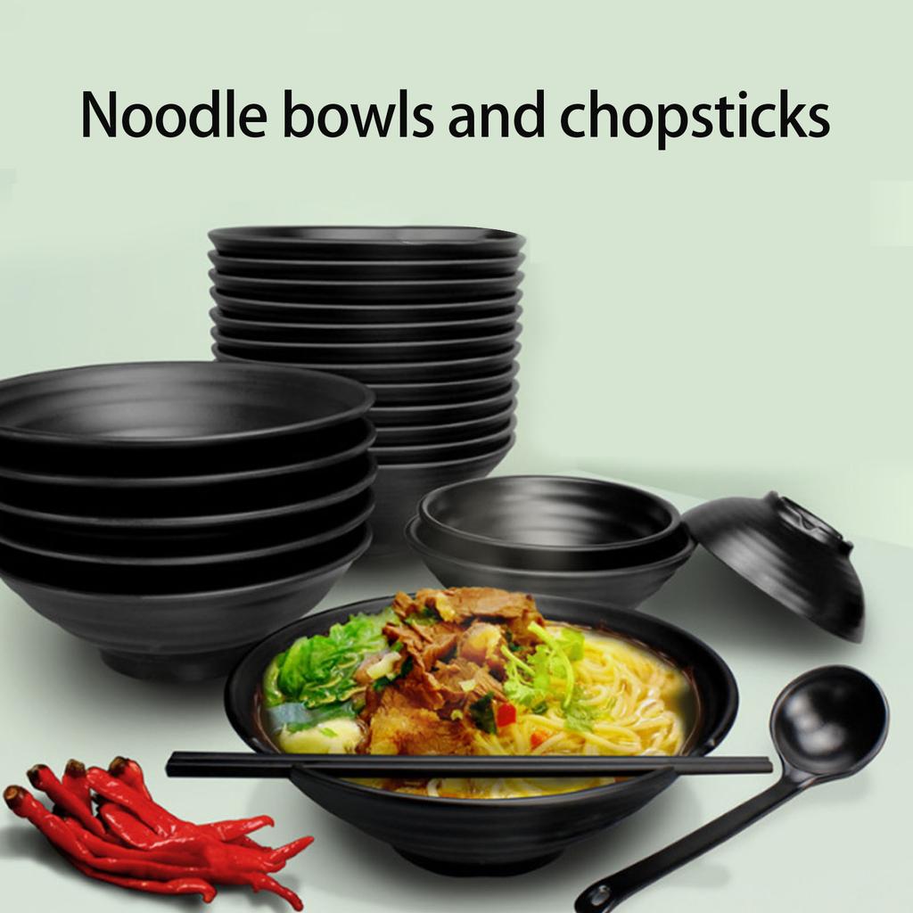 High Quality Black Plastic Noodle Bowl Spoon Catering Service Bowl Suitable For Cafeterias And Picnics Easy Maintenance