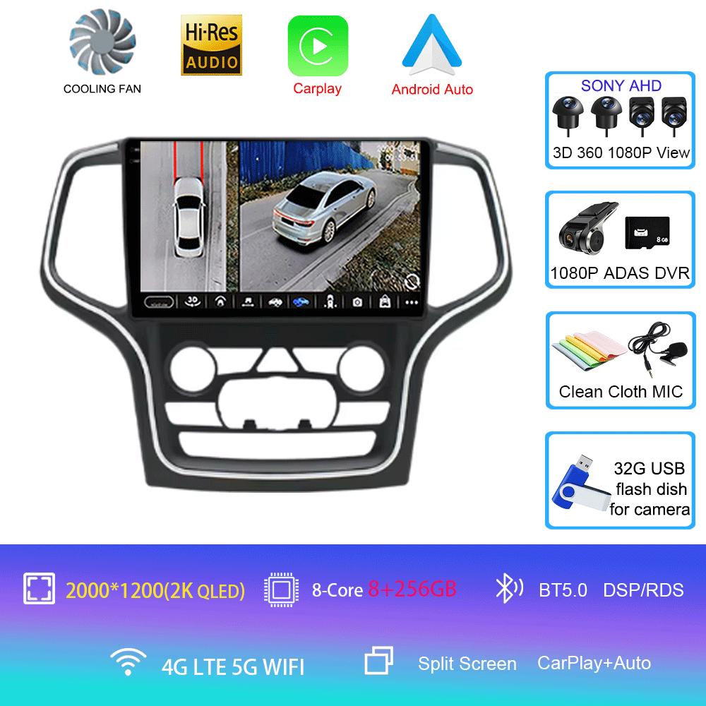For Jeep Grand Cherokee WK2 2014 Car radio Multimedia Carplay Navigation GPS Wireless Android Auto Car Stereo HDR Radio 5G Wifi