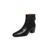 Fashion 2025 Autumn/Winter Women Boots Genuine Leather Women Shoes Square Toe Chunky Heel Shoes Zip Ankle Boots Lace-up Modern Boots