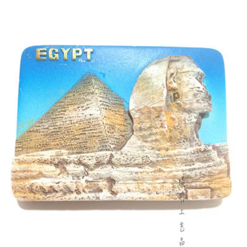 Hand-Painted Egypt Pyramids & Sphinx Resin Fridge Magnet - Tourist Souvenir. Free Shipping!