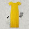 Fashion Women Sexy Slim Color Short Sleeves Off Shoulder Slit Long Dress