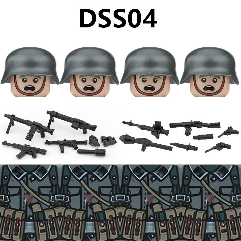 WW2 German STG44 MP40 PZB39 98K Figures Building Blocks Army Soldiers Infantry M35 Helmet Military Weapons Bricks Toys Kids