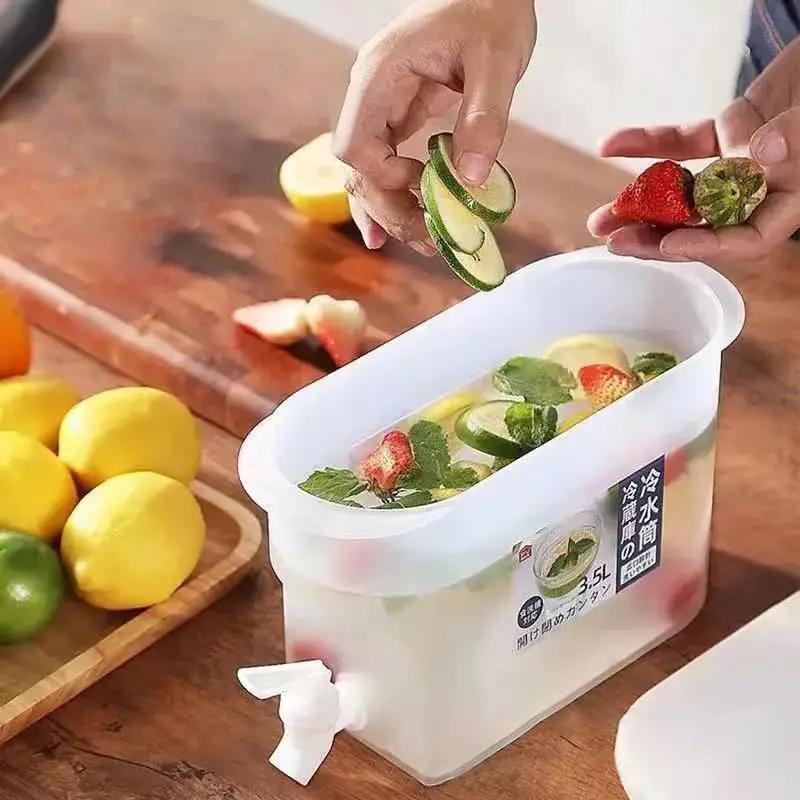 Frozen Drink Dispenser Refrigerator Cooler with Faucet 3500ml Large Capacity Cold Water Bottle Juice Bottle Home Accessories